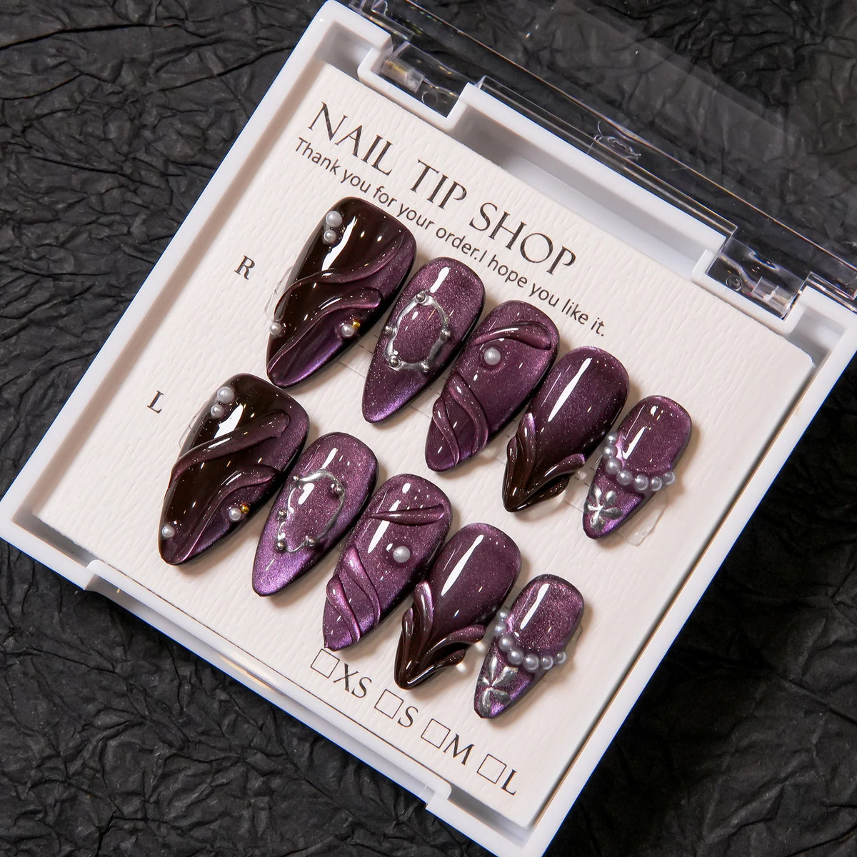 Press-On Nail Set Pearl Accent Easy Application