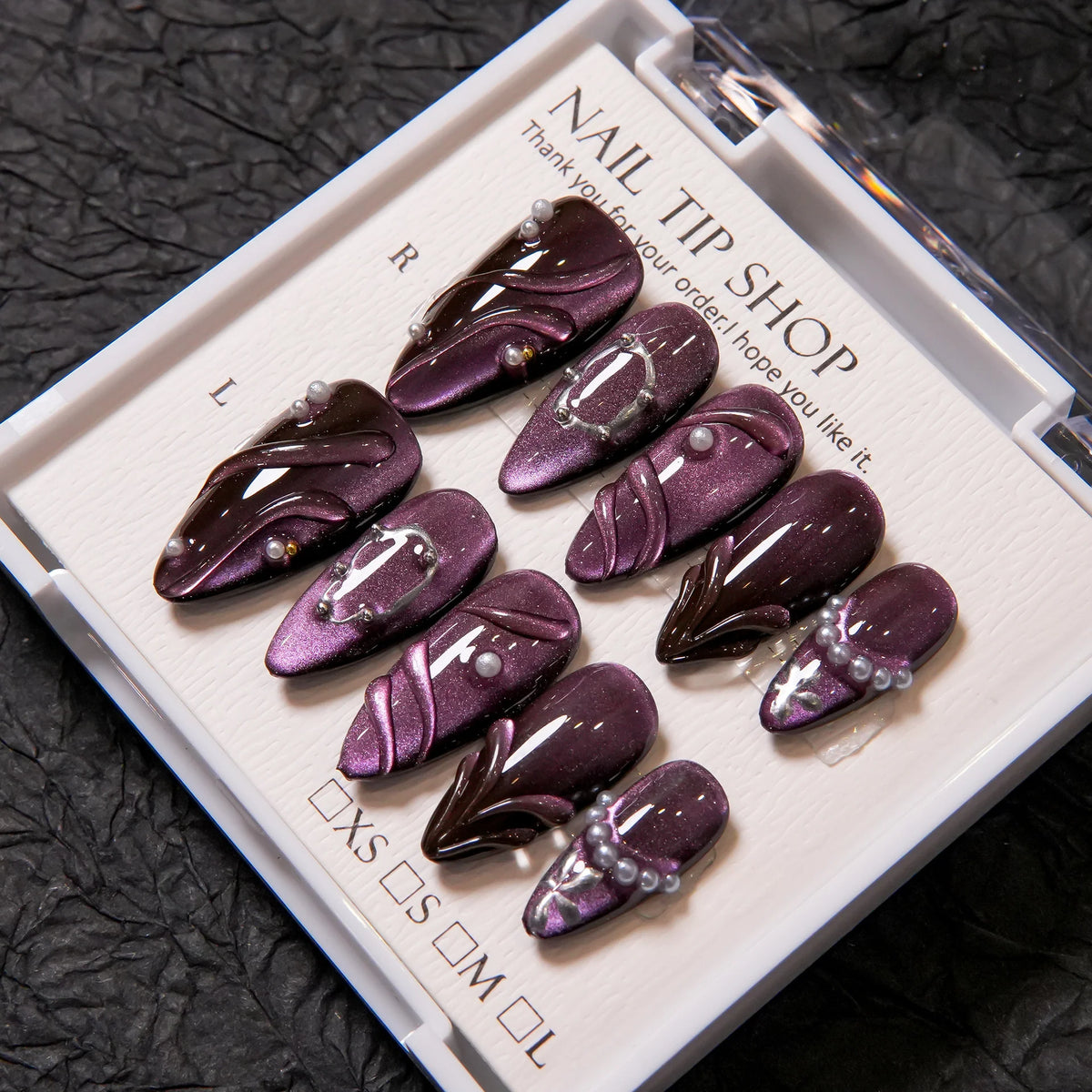 Press-On Nail Set Pearl Accent Easy Application
