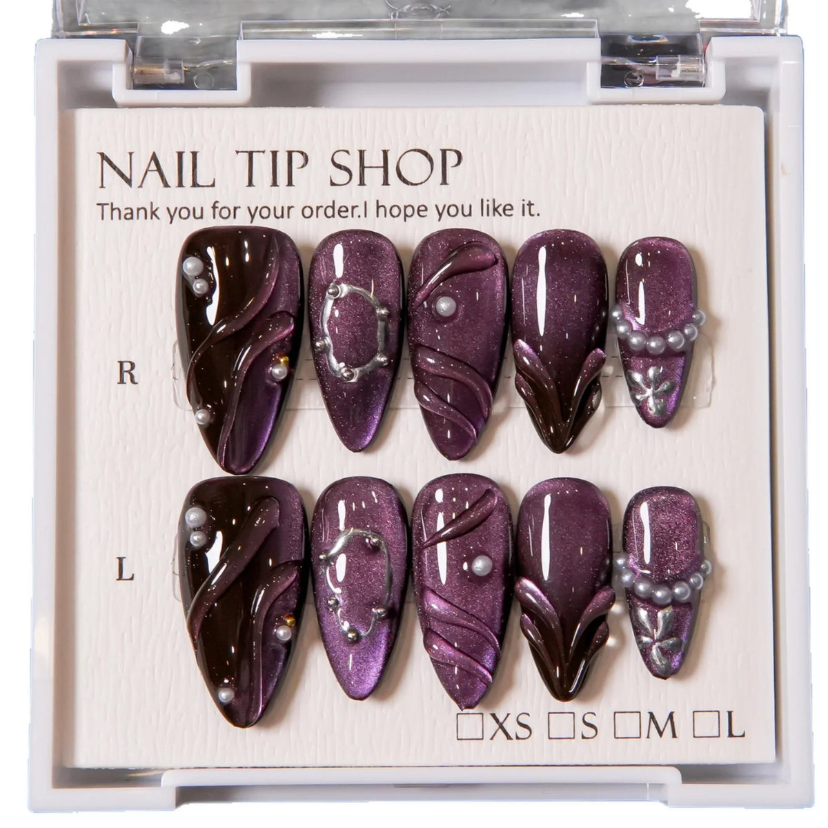Press-On Nail Set Pearl Accent Easy Application