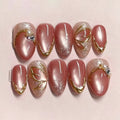 Press-On Nail Set Pearl Accent Glossy Peel & Stick Long-Lasting