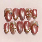 Press-On Nail Set Pearl Accent Glossy Peel & Stick Long-Lasting