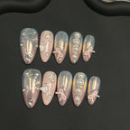 Press-On Nail Set Pearl Accents Reusable Set of 10