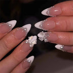 Press-On Nail Set Pearl & Bow Accents