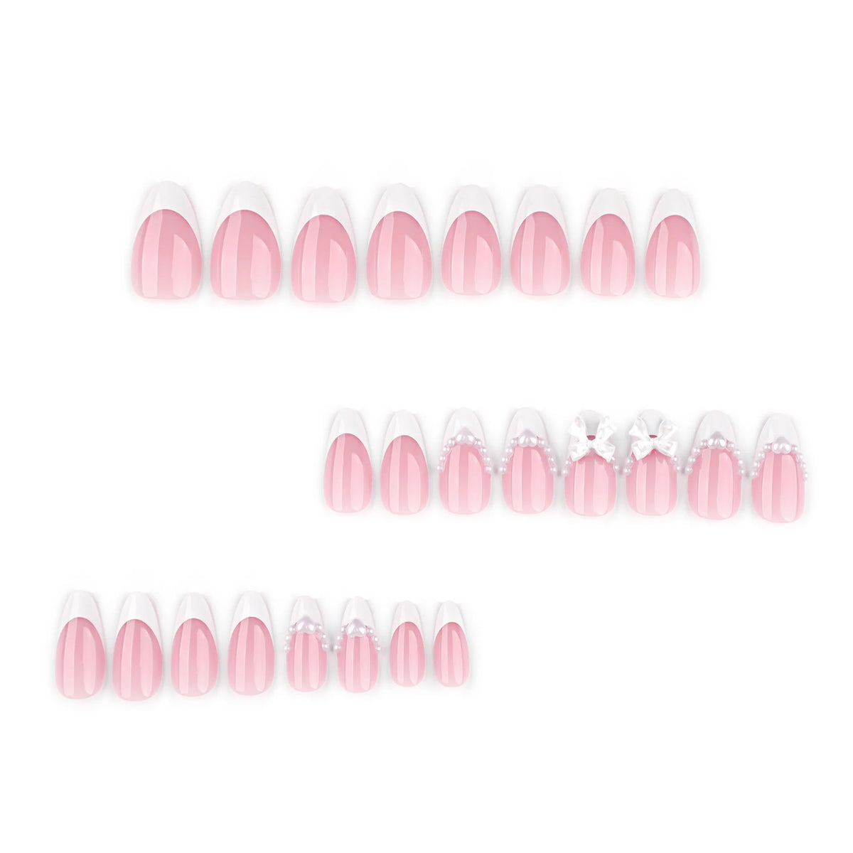 Press-On Nail Set Pearl & Bow Accents