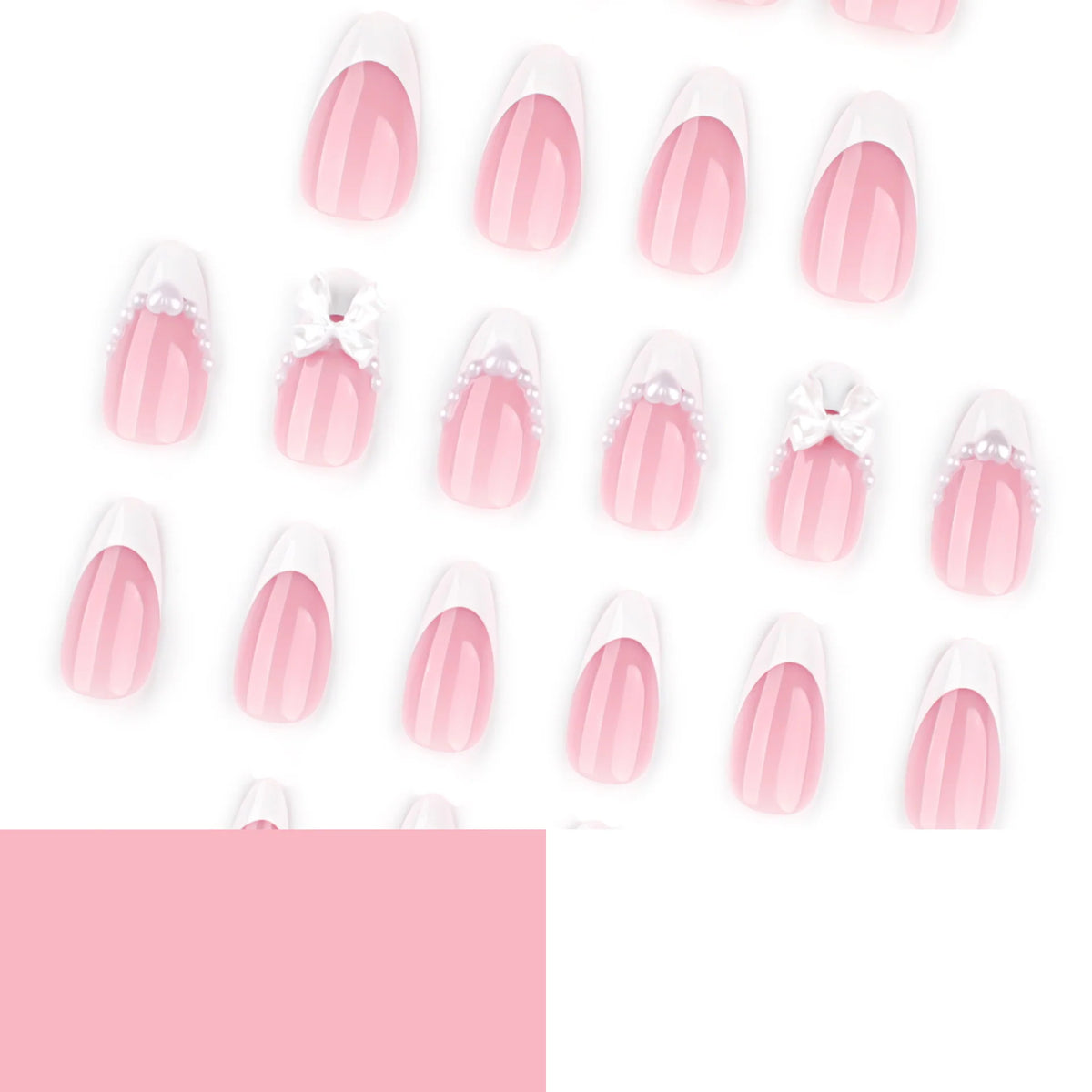 Press-On Nail Set Pearl & Bow Accents