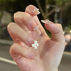 Press-On Nail Set Pearl & Bow Embellished Easy Application