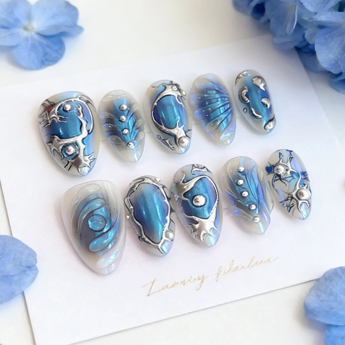 Press-On Nail Set Pearl Embellished Easy Application Reusable