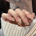 Press-On Nail Set Pearl & Gem Embellished Salon-Quality