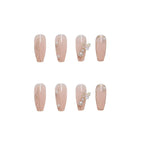 Press-On Nail Set Pearl & Gem Embellished Salon-Quality