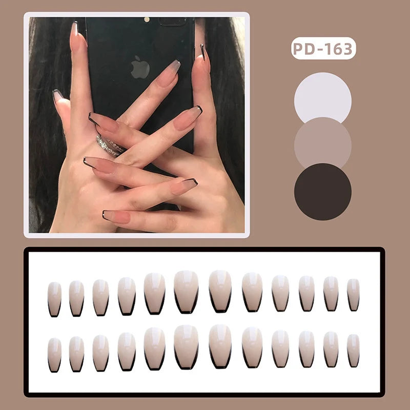 Press-On Nail Set Peel-And-Press Black Ombre Multiple Sizes