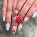 Press-On Nail Set Peel-And-Press Cherry Star Stripe