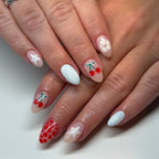 Press-On Nail Set Peel-And-Press Cherry Star Stripe