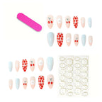 Press-On Nail Set Peel-And-Press Cherry Star Stripe