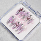Press-On Nail Set Peel-And-Press Metallic Accents Multiple Sizes