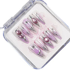 Press-On Nail Set Peel-And-Press Metallic Accents Multiple Sizes