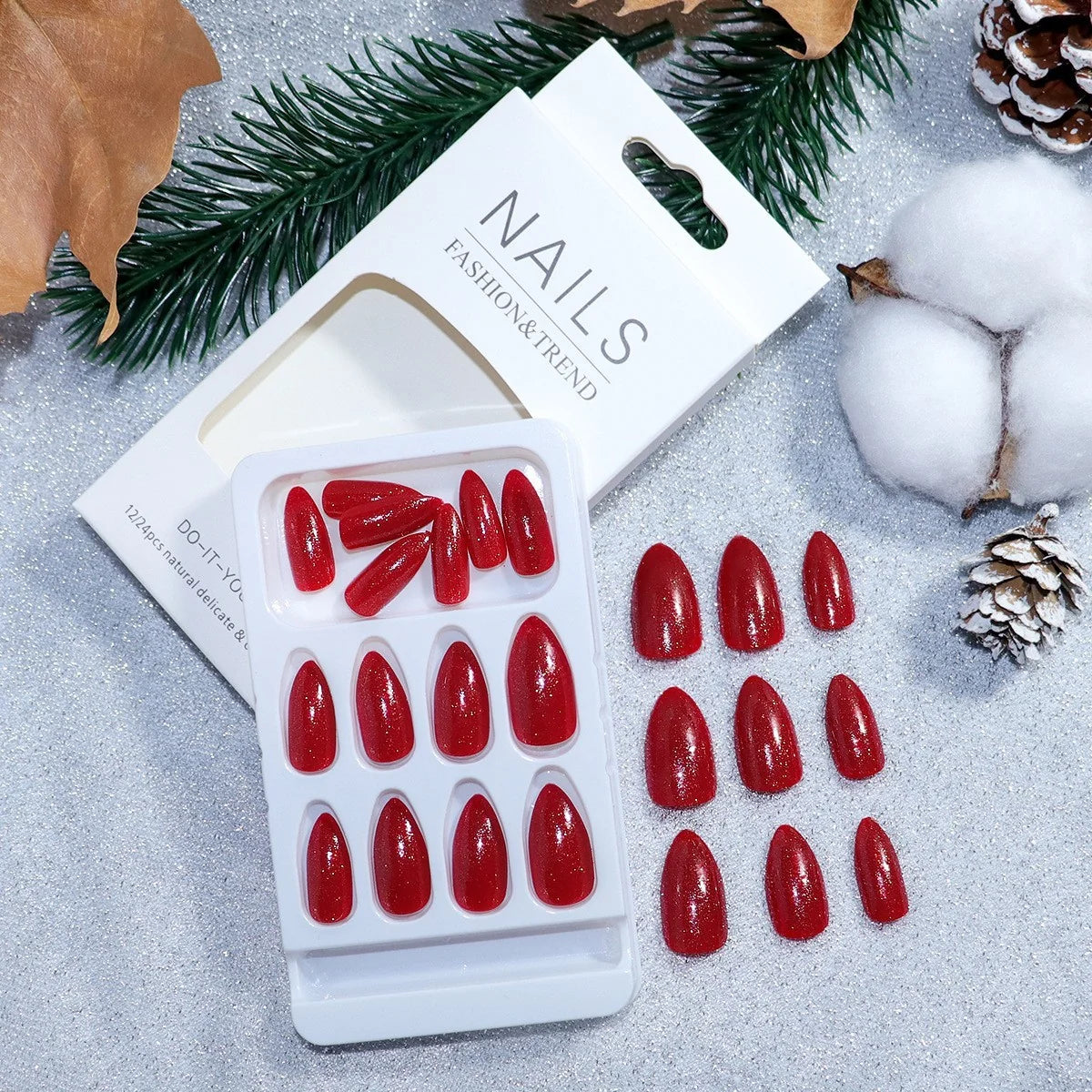 Press-On Nail Set Peel-And-Stick 24 Pieces Multiple Sizes
