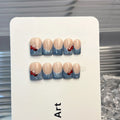 Press-On Nail Set Peel-And-Stick Denim-Inspired Cherry Accents