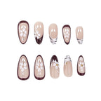 Press-On Nail Set Peel-And-Stick Floral Gems