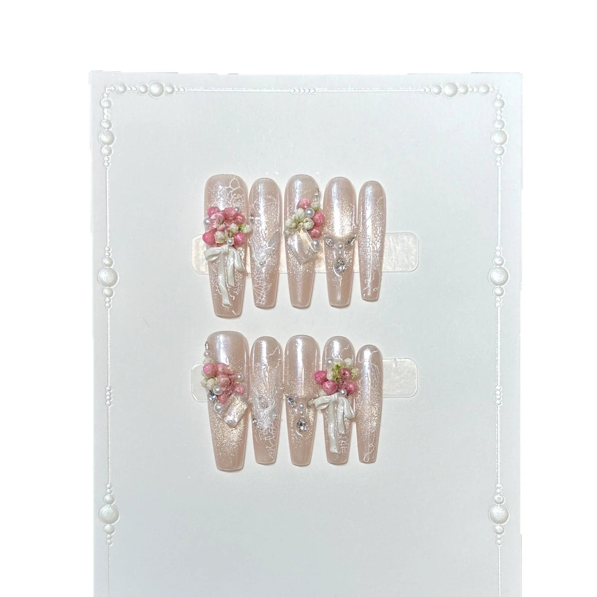 Press-On Nail Set Peel-And-Stick Floral Gloss