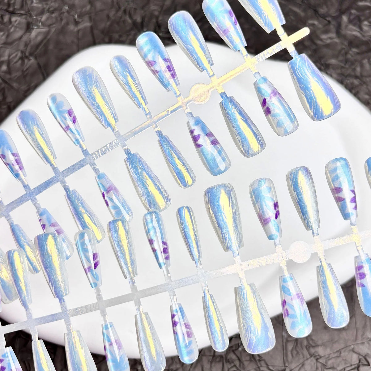 Press-On Nail Set Peel And Stick Floral & Glossy