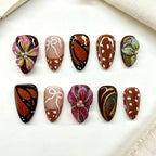 Press-On Nail Set Peel-And-Stick Floral Glossy Finish
