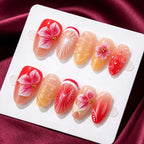 Press-On Nail Set Peel-And-Stick Floral Long-Lasting