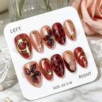 Press-On Nail Set Peel-And-Stick Floral & Metallic Accents