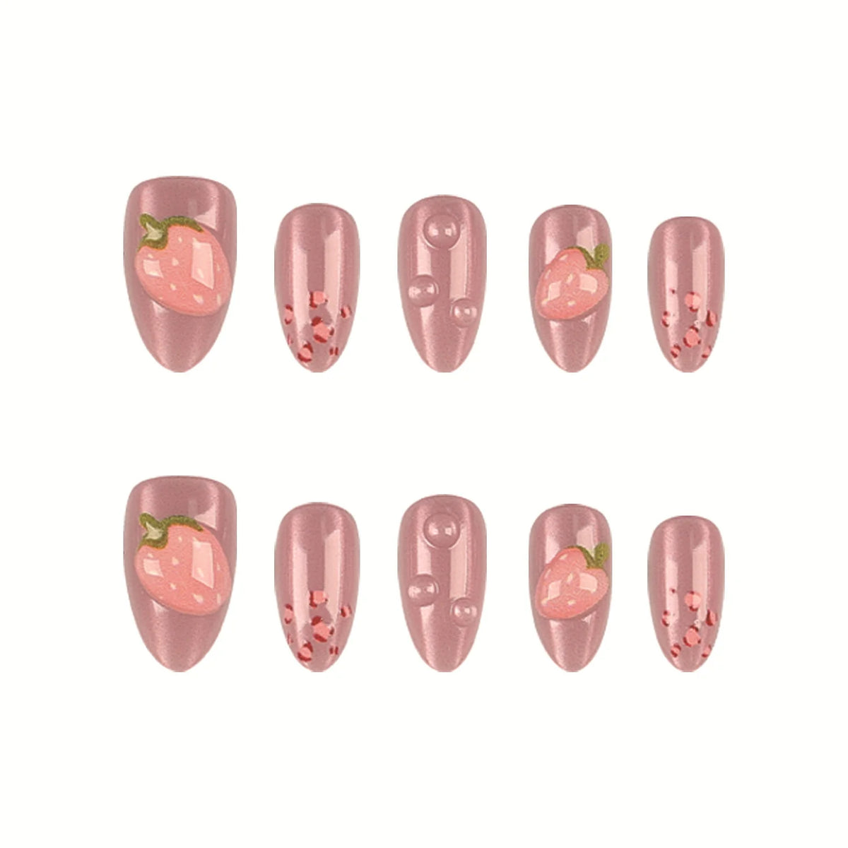 Press-On Nail Set Peel And Stick Floral Multiple Sizes