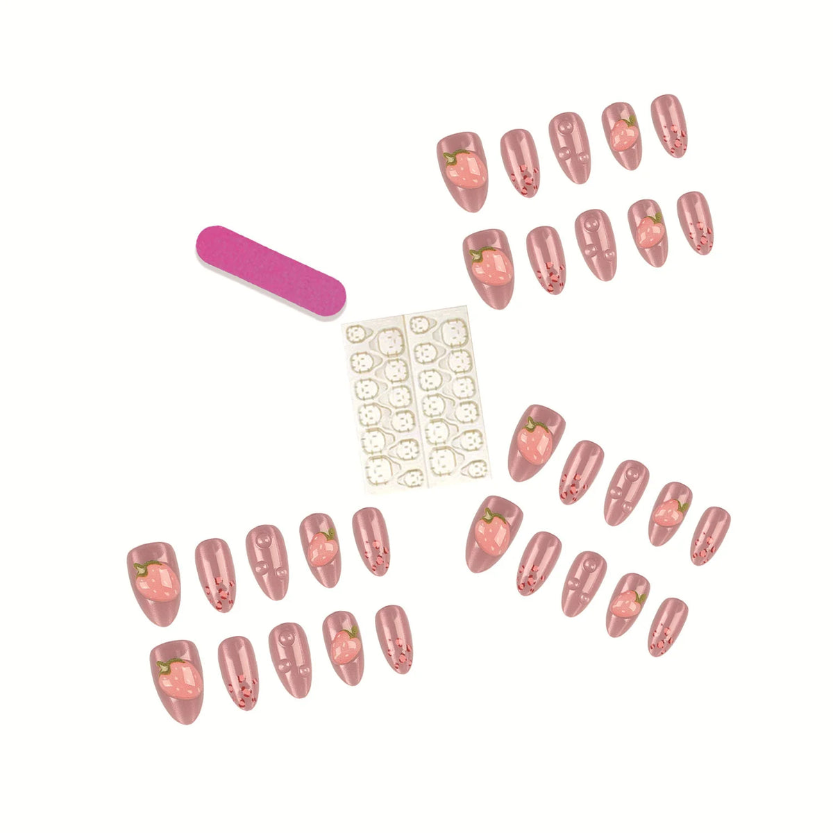 Press-On Nail Set Peel And Stick Floral Multiple Sizes