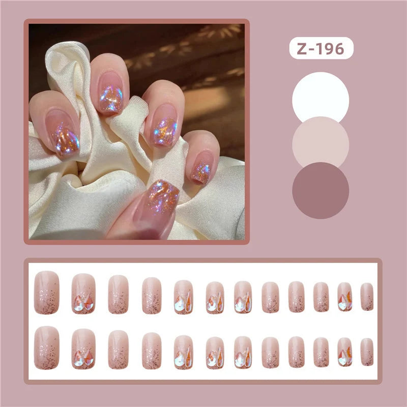 Press-On Nail Set Peel And Stick Glitter Finish