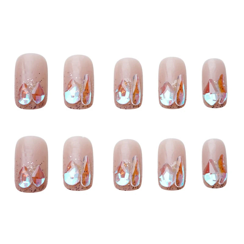 Press-On Nail Set Peel And Stick Glitter Finish