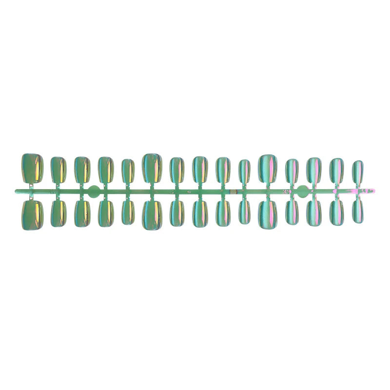 Press-On Nail Set Peel-And-Stick Glossy Iridescent Multiple Sizes