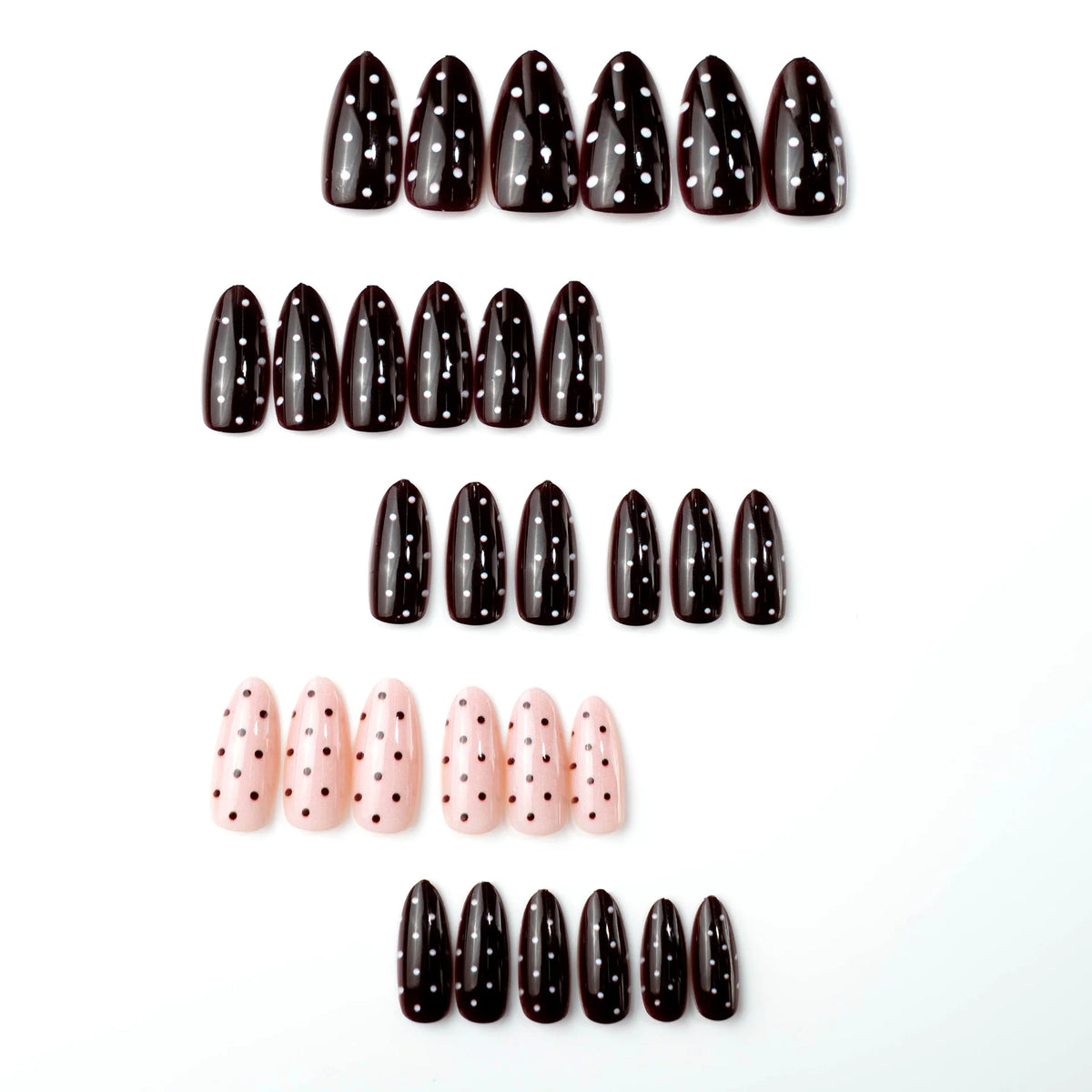 Press-On Nail Set Peel-And-Stick Glossy Polka Dot