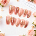 Press-On Nail Set Peel-And-Stick Gold Accents