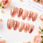 Press-On Nail Set Peel-And-Stick Gold Accents