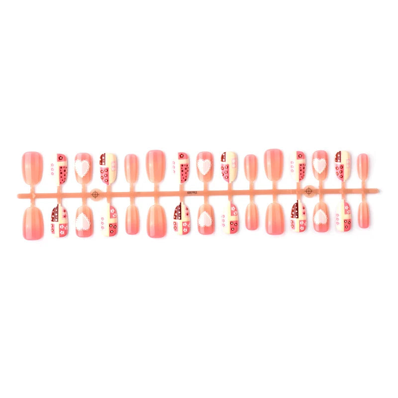 Press-On Nail Set Peel-And-Stick Hearts & Patterns Long-Lasting