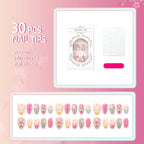 Press-On Nail Set Peel-And-Stick Long-Lasting Floral & Shell