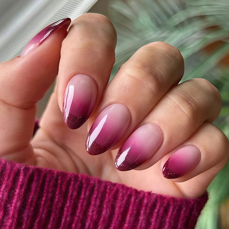 Press-On Nail Set Peel-And-Stick Ombre & Glitter Tips