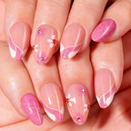 Press-On Nail Set Peel-And-Stick Reusable Floral & Ombre