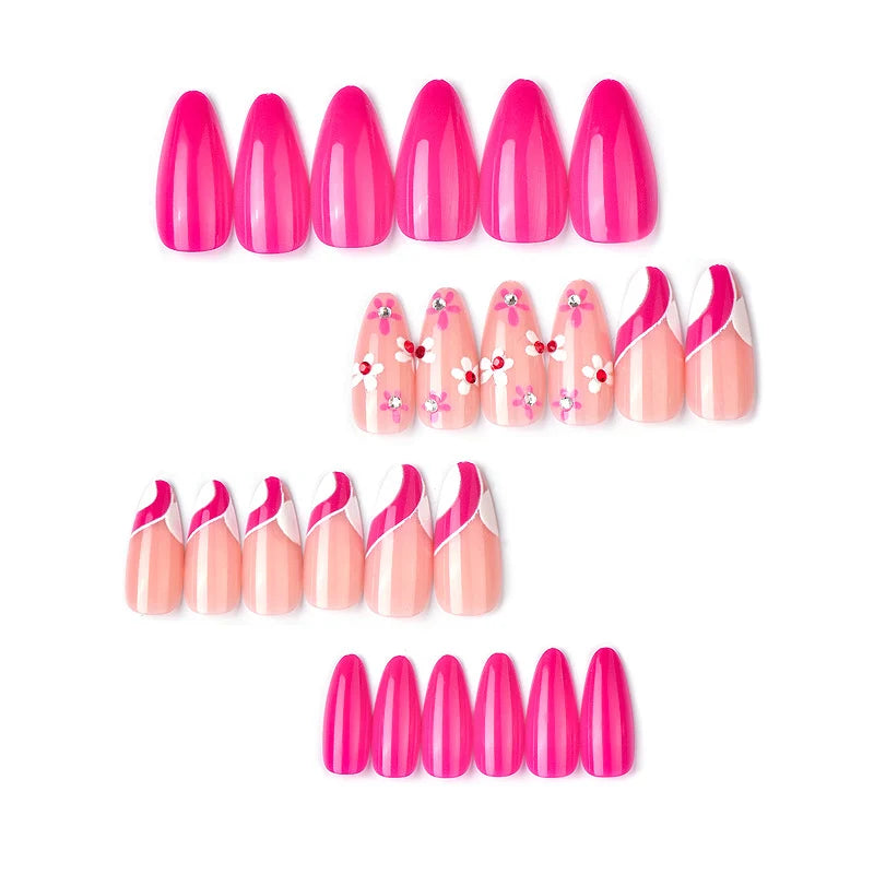 Press-On Nail Set Peel-And-Stick Reusable Floral & Ombre