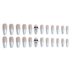 Press-On Nail Set Peel-And-Stick Reusable Glossy Black Gems
