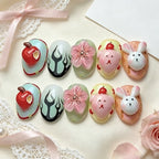 Press-On Nail Set Peel-And-Stick Whimsical Bunny & Floral