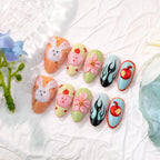 Press-On Nail Set Peel-And-Stick Whimsical Bunny & Floral