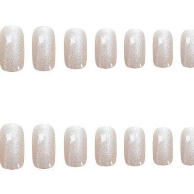 Press-On Nail Set Peel & Press Glittery Natural Finish