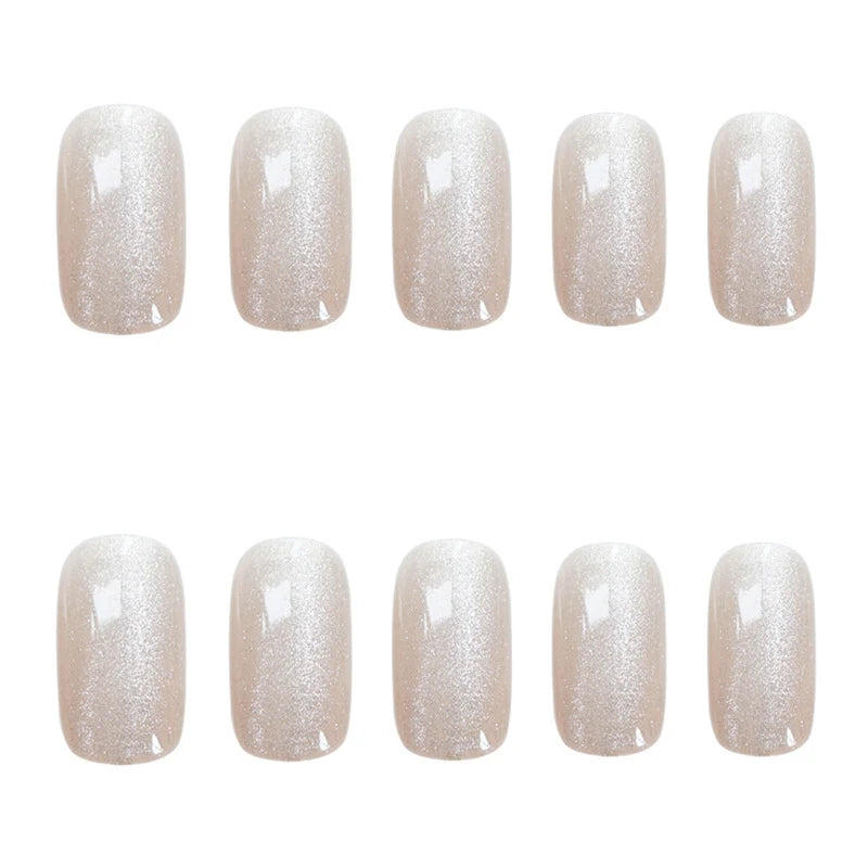Press-On Nail Set Peel & Press Glittery Natural Finish