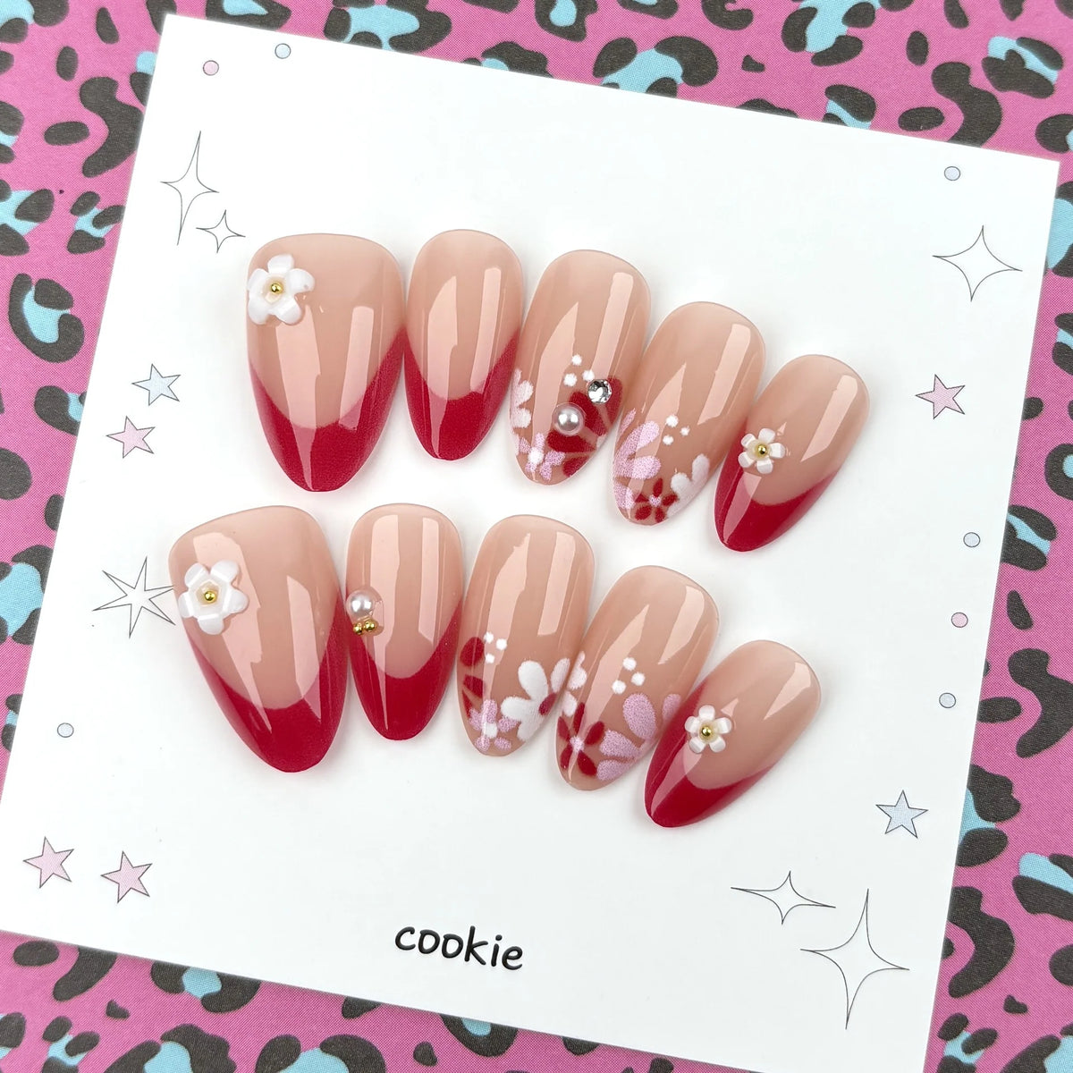 Press-On Nail Set Peel & Stick Floral Designs