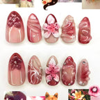Press-On Nail Set Peel & Stick Floral Multiple Sizes