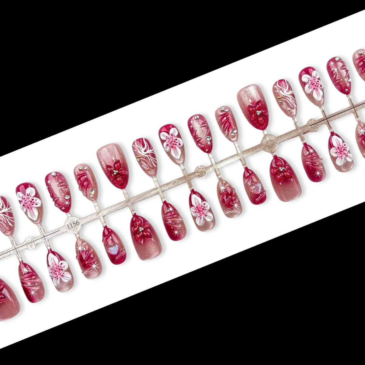 Press-On Nail Set Peel & Stick Floral Multiple Sizes