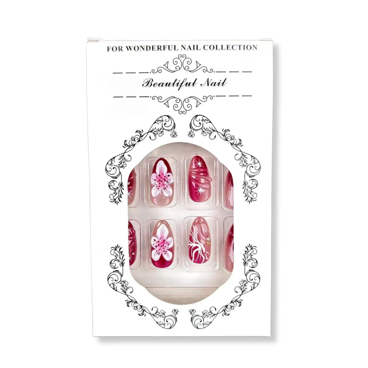 Press-On Nail Set Peel & Stick Floral Multiple Sizes