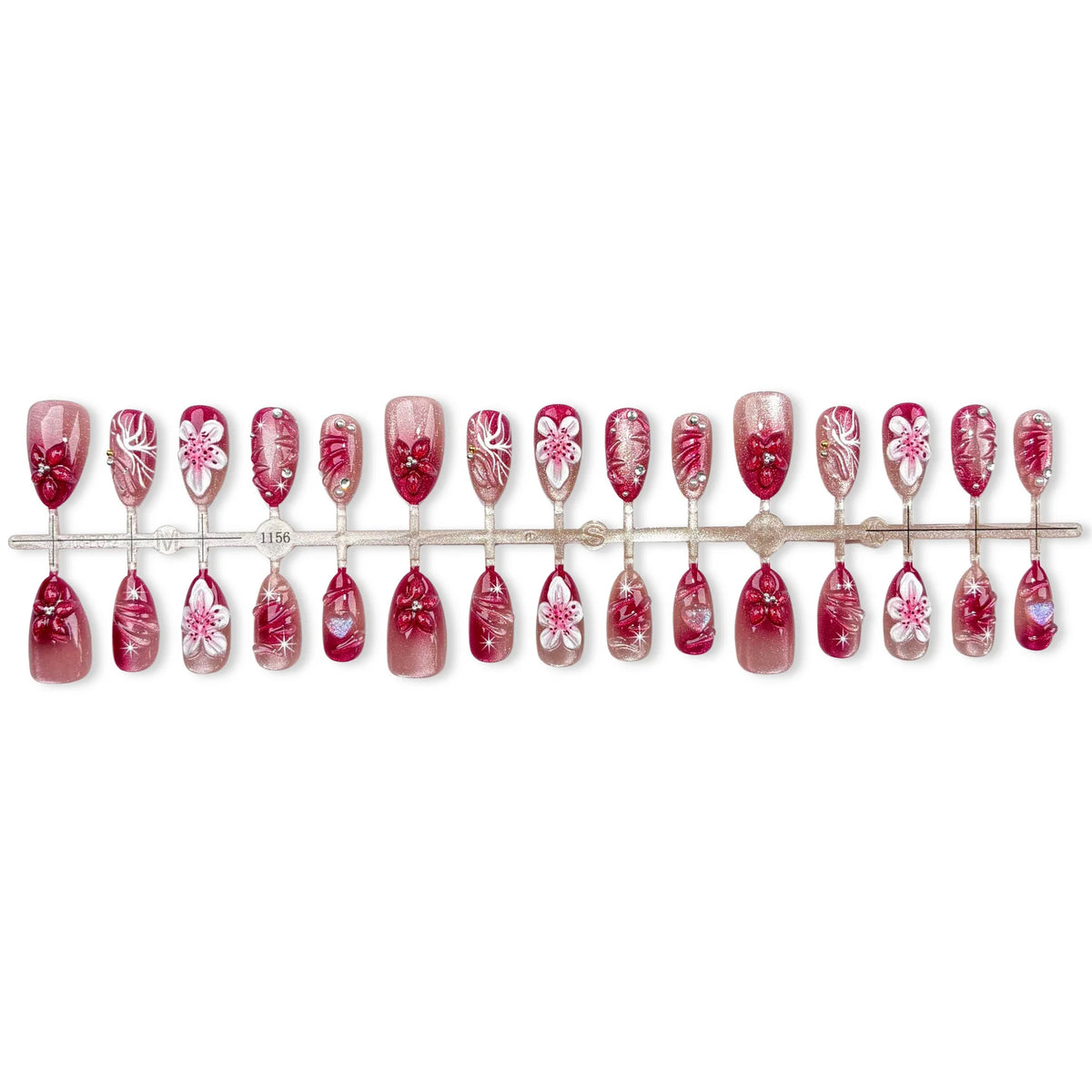 Press-On Nail Set Peel & Stick Floral Multiple Sizes